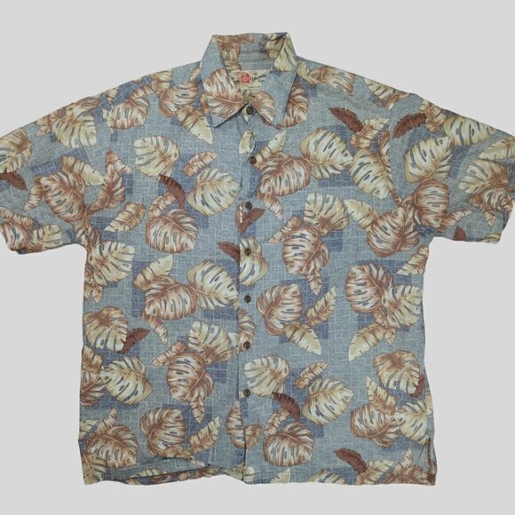 Hilo Hattie Geometric Floral Print Short Sleeve Button Down Shirt, Men's Large - Picture 2 of 6